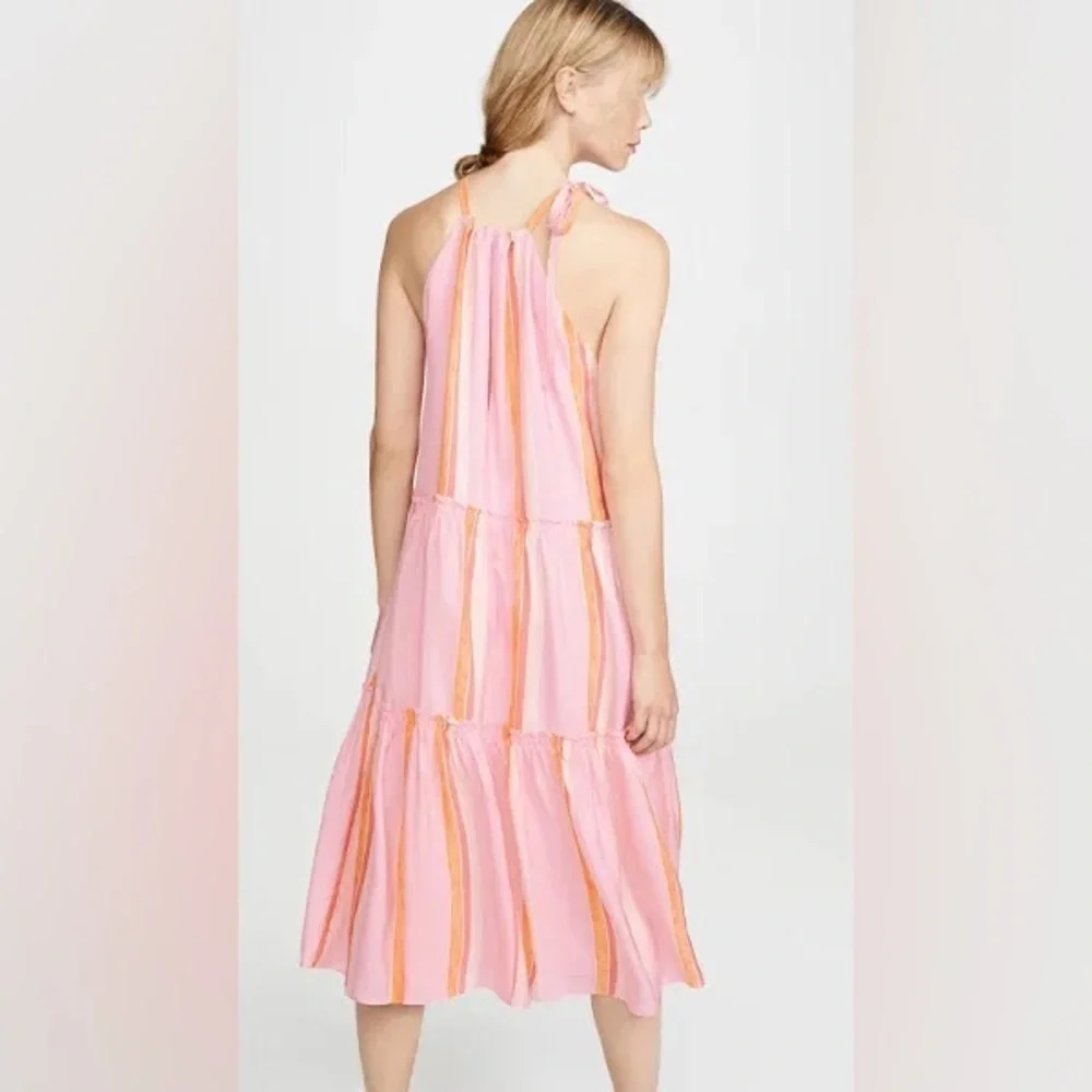 Club Monaco Pink Striped Amirra 100% silk Dress Size 12 US $298 - Picture 13 of 13